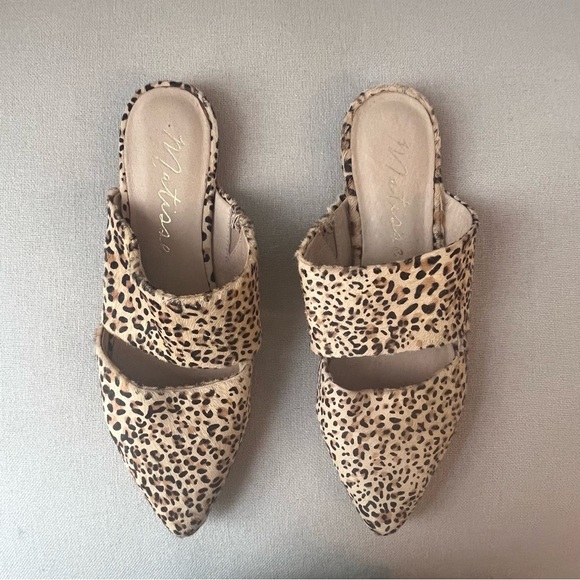 Matisse Berlin Leopard Print Mules Calf Hair Pointed Toe Size 7 - Picture 4 of 8